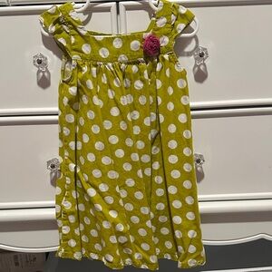 Cherokee Lime Green Polka Dot Dress with Pink Accent